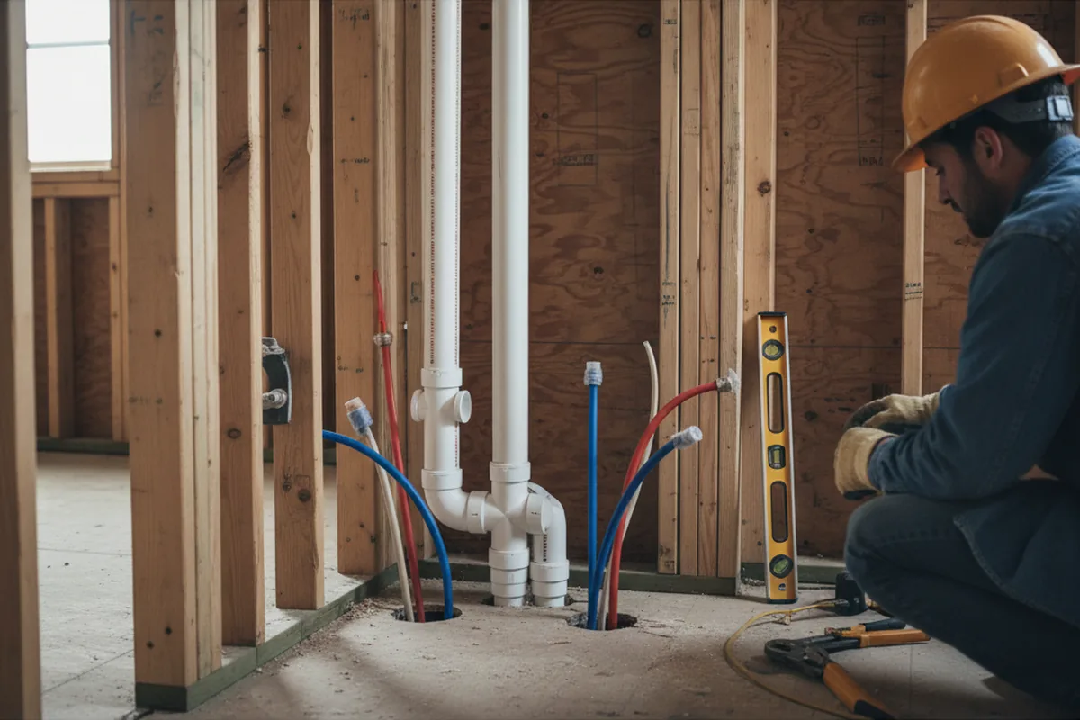 Drain and supply rough-in during Leak Detection in Westerville